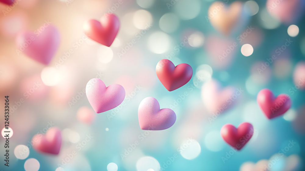 Colorful hearts floating in a dreamy background, symbolizing love and affection. Colorful hearts floating in a dreamy background, symbolizing love and affection.