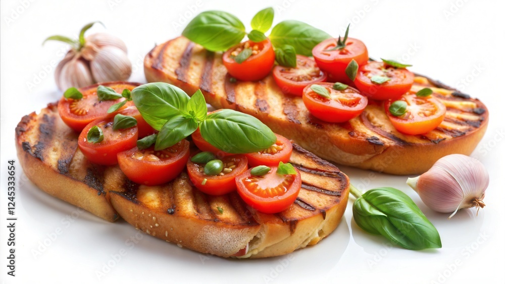 Bruschetta with tomato and basil food. Bruschetta with tomato and basil food.