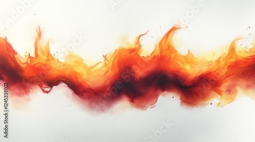 Vibrant Watercolor Flames Dancing on a White Background. Generative AI