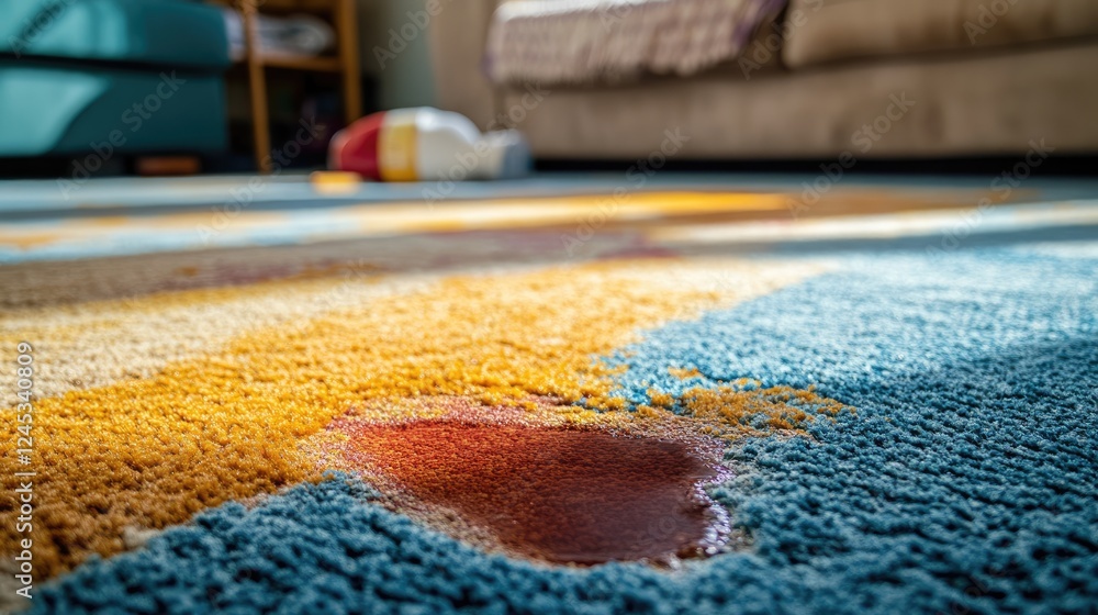 Fototapeta premium A carpet stain treated with a vinegar-water solution, then ironed to lift the stain.