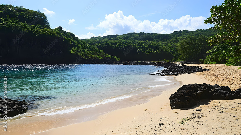 Serene Tropical Beach Cove with Turquoise Waters Serene Tropical Beach Cove with Turquoise Waters