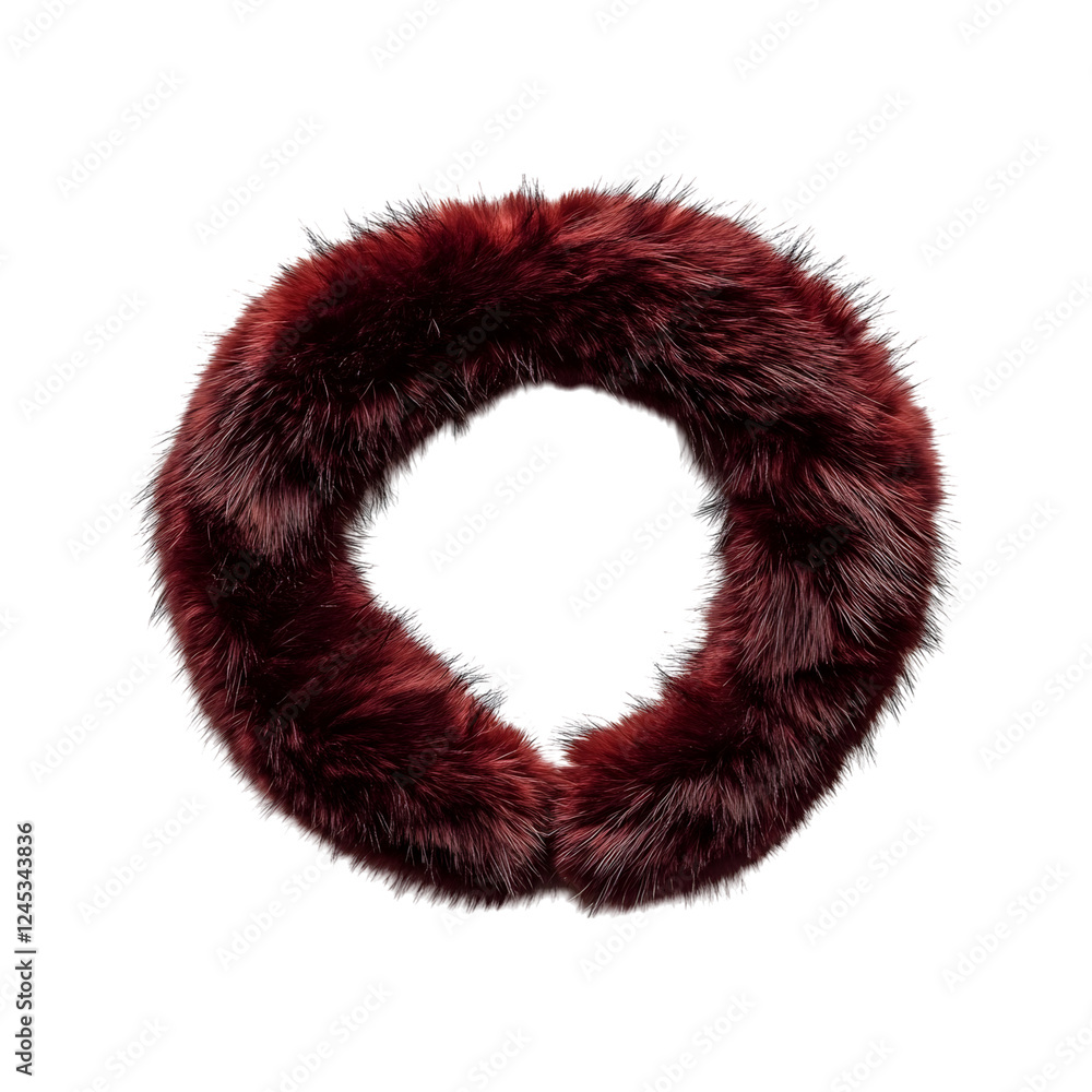 Faux Fur Headband in Deep Burgundy Isolated on Transparent Background Faux Fur Headband in Deep Burgundy Isolated on Transparent Background