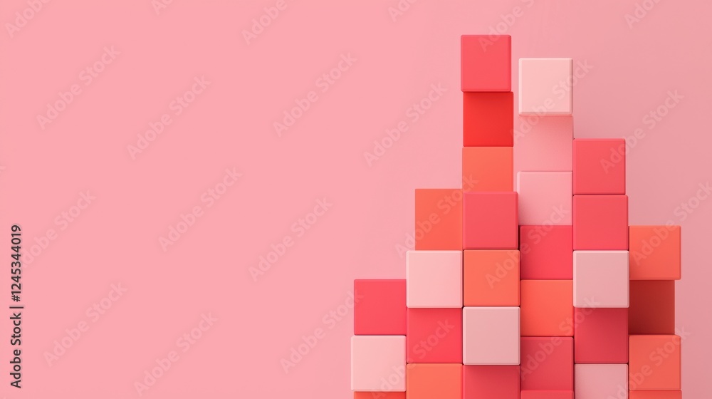 Abstract Minimalist Visualization of Stacked Cubes in Soft Colors Abstract Minimalist Visualization of Stacked Cubes in Soft Colors
