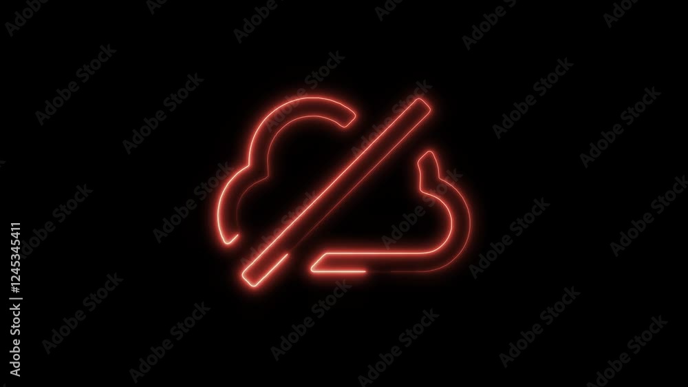 Glowing Neon Offline Cloud Icon Isolated, HD Motion Graphic Representing Data Storage, Backup, and Digital Accessibility Glowing Neon Offline Cloud Icon Isolated, HD Motion Graphic Representing Data Storage, Backup, and Digital Accessibility