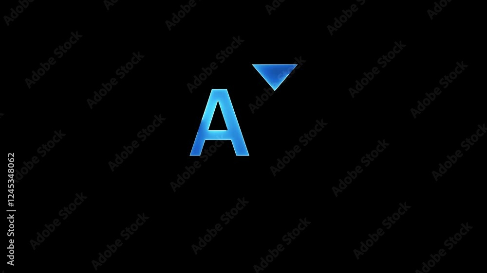 Font increase stoke icon animation on black background an neon glowing animation. Font increase stoke icon animation on black background an neon glowing animation.