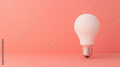 Minimalist and clean abstract light bulb design concept on an orange background representing creativity innovation and bright new ideas