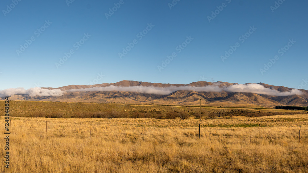 Agricultural pasture land in the high country of the south island of NZ Agricultural pasture land in the high country of the south island of NZ