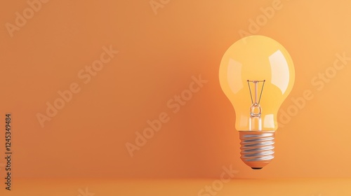 Glowing orange aura surrounding a bright luminous incandescent lightbulb representing the power of ideas innovation and creative This image can be used to symbolize technology progress development photo