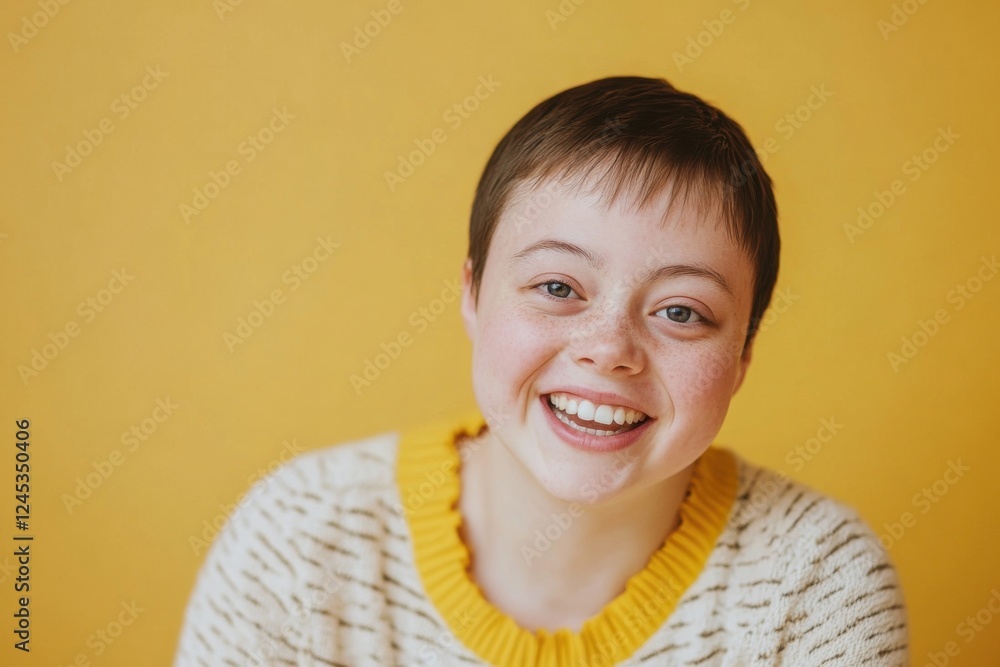 Joyful Portrait with Yellow Background Joyful Portrait with Yellow Background