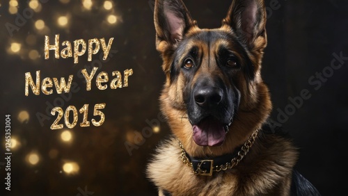 German Shepherd Dog New Year Greeting Card 2025