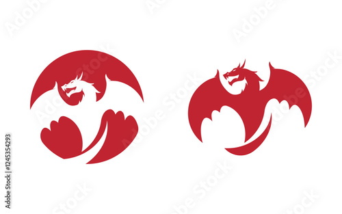 Strong Head Dragon vector icon illustration design v.4