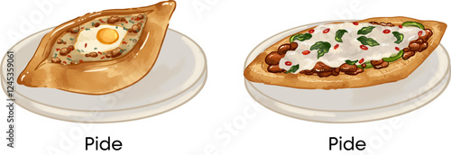 Turkish Food Vector Illustration Pide