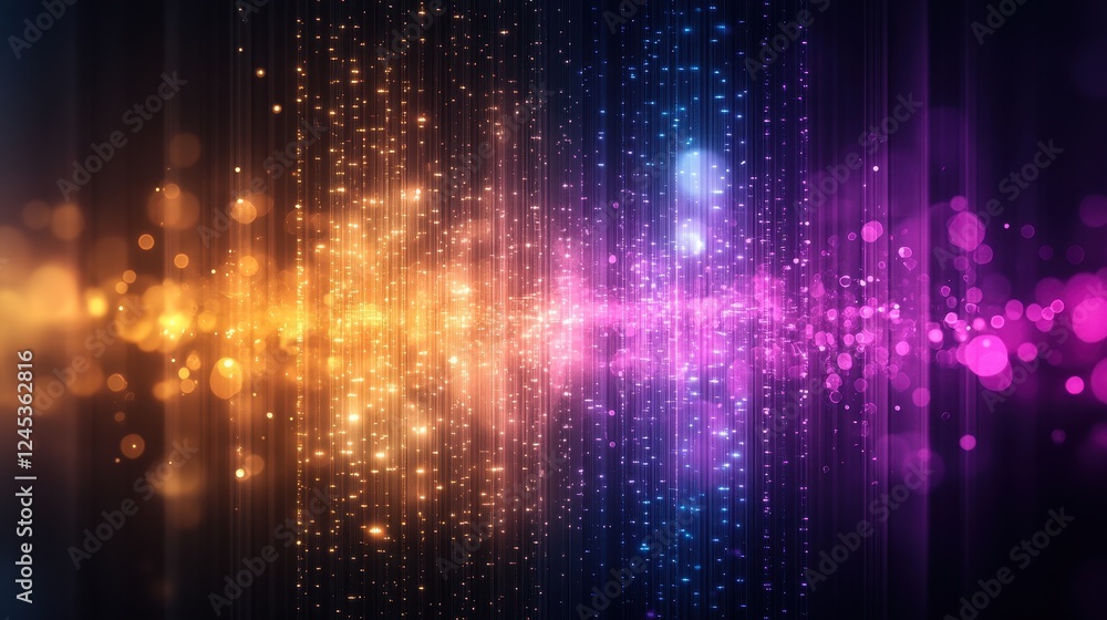 Colorful Abstract Night City Lights with Radiant Patterns and Sparkles Colorful Abstract Night City Lights with Radiant Patterns and Sparkles