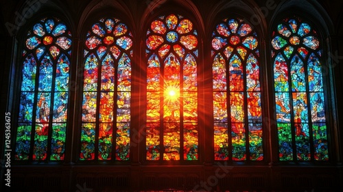 fantastic stain glass window  as seen in the most beautiful churches around the world  old style