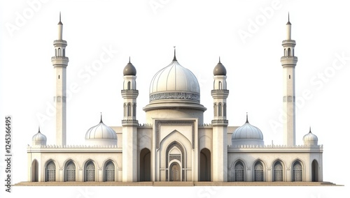 Wallpaper Mural Mosque rendering, Islamic architecture, desert background, 3D model, travel brochure Torontodigital.ca