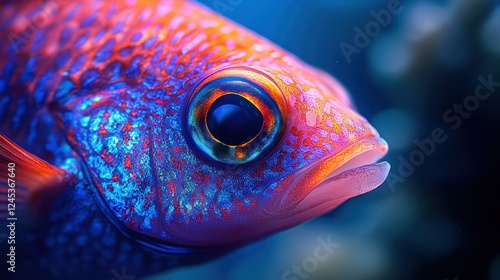 Colorful reef fish close-up in vibrant underwater coral reef ecosystem photo