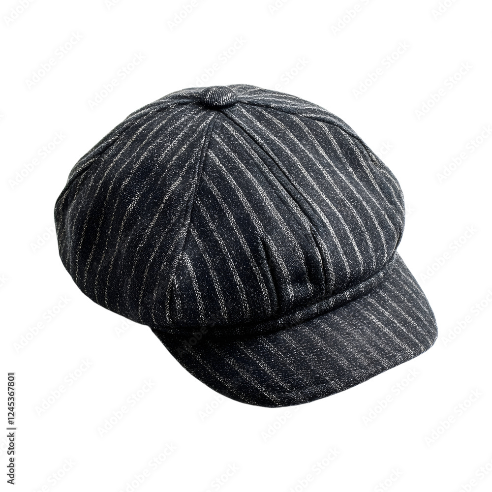 Dark Grey Woolen Cap with Folded Brim and Stripe Isolated on Transparent Background Dark Grey Woolen Cap with Folded Brim and Stripe Isolated on Transparent Background