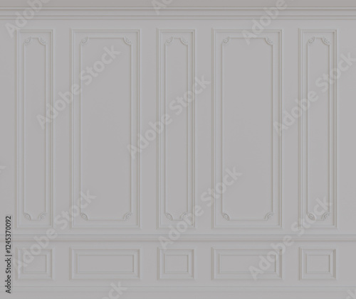 White Wall panel moulding decoration 3d render