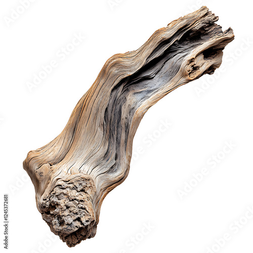 Driftwood log, isolated on a transparent background  photo