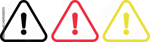 Warning danger triangle icon in line set isolated on transparent background hazardous vector apps and website material symbol in trendy style. Globally Harmonized System All classes caution photo