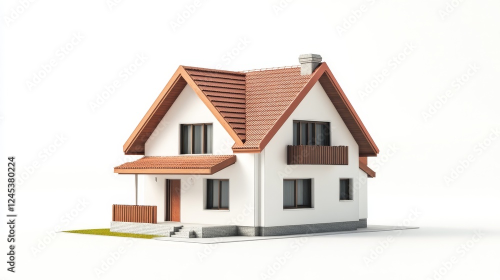 67.3D House model on white background, 3D illustration 67.3D House model on white background, 3D illustration
