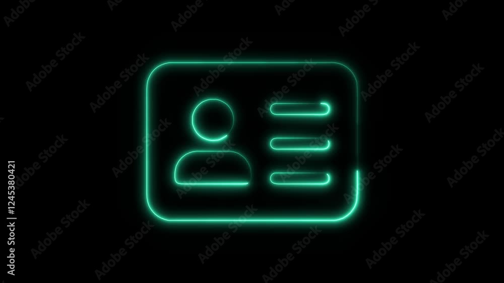 Glowing Neon ID Card Icon Isolated, Identity and Authentication Symbol, HD Video Motion Graphic Animation on Black Background Glowing Neon ID Card Icon Isolated, Identity and Authentication Symbol, HD Video Motion Graphic Animation on Black Background