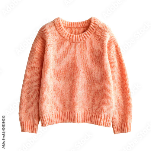 Warm Woolen Sweater in Soft Peach with Turtle Neck Isolated on Transparent Background