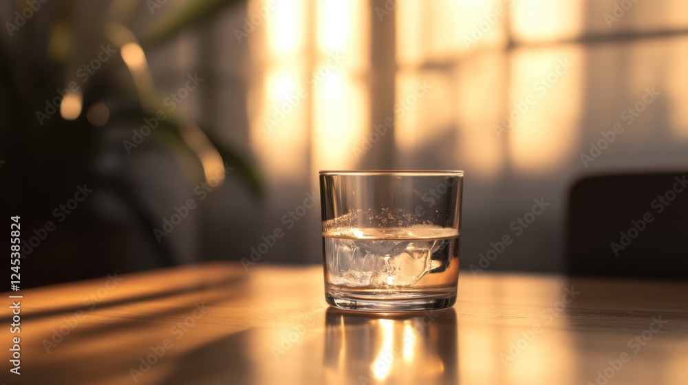 Crystal Clear Essence: Macro View of a Glass of Water Reflecting Clarity, Hydration, and Life's Basic Necessities Crystal Clear Essence: Macro View of a Glass of Water Reflecting Clarity, Hydration, and Life's Basic Necessities