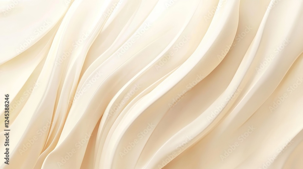 Fototapeta premium Elegant cream fabric with flowing waves and soft texture