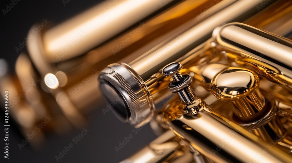 Obraz premium Close-up of a Golden Trumpet's Intricate Details