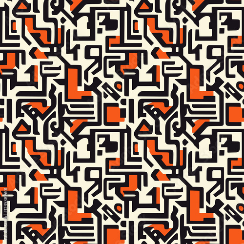Creative ethnic style vector seamless pattern. Unique geometric vector swatch