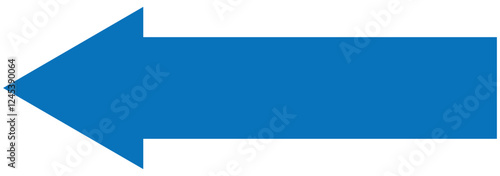 Blue arrow long arrow. Blue large arrow pointing left. Straight long backwards left vector arrow icon