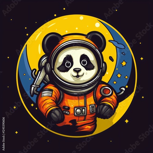 Wallpaper Mural Panda in Astronaut Suit Exploring Outer Space With Stars and Planets Background During a Cosmic Adventure. Generative AI Torontodigital.ca