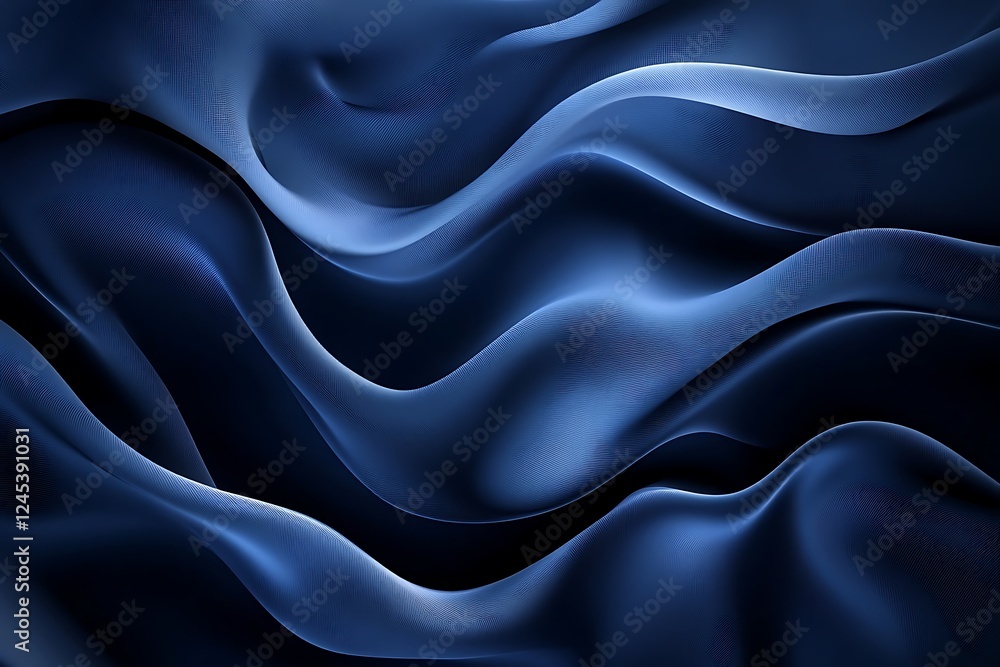 Obraz premium Abstract blue background with wavy lines.