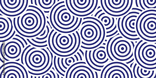 A captivating background featuring a repeating pattern of concentric circles in shades of navy blue and white.