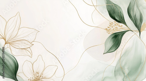 Abstract art background foliage Luxury minimal background, Watercolor flower abstract background, luxury, elegant concept