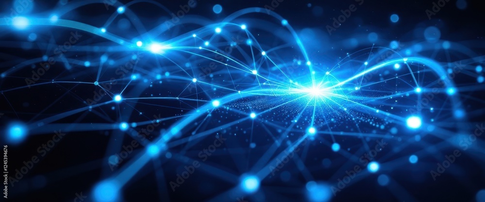 Dynamic blue light network on dark background Dynamic blue light network on dark background