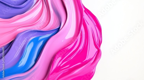 Vibrant Swirls of Colorful Paint with Glossy Textures on White Background photo