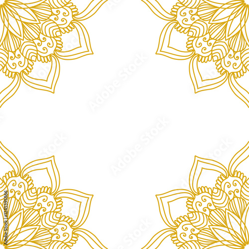 Golden Modern and Minimalist Mandala with Bright Colors. Geometric Circle Design Element for Invitation and Greeting Cards.