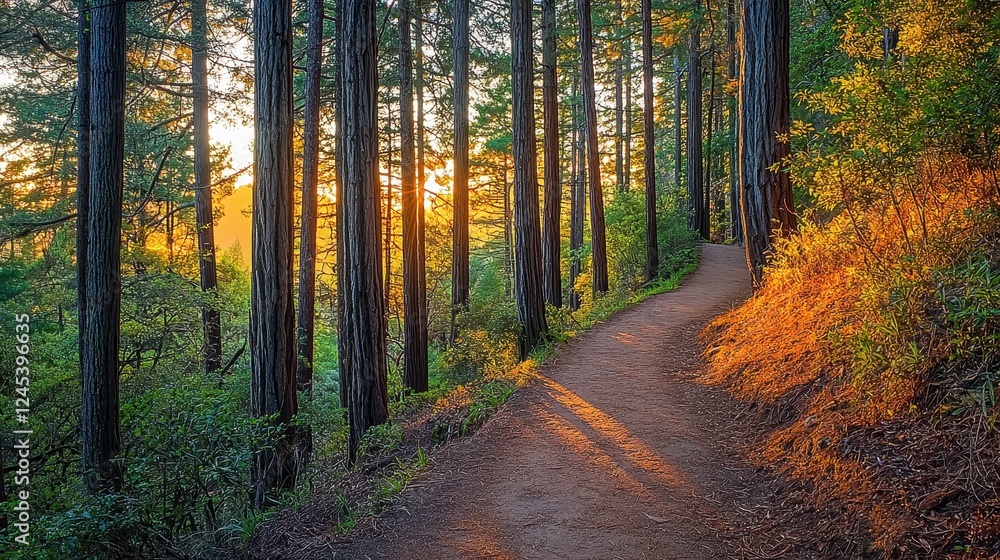 Obraz premium Peaceful Sunset Forest Path