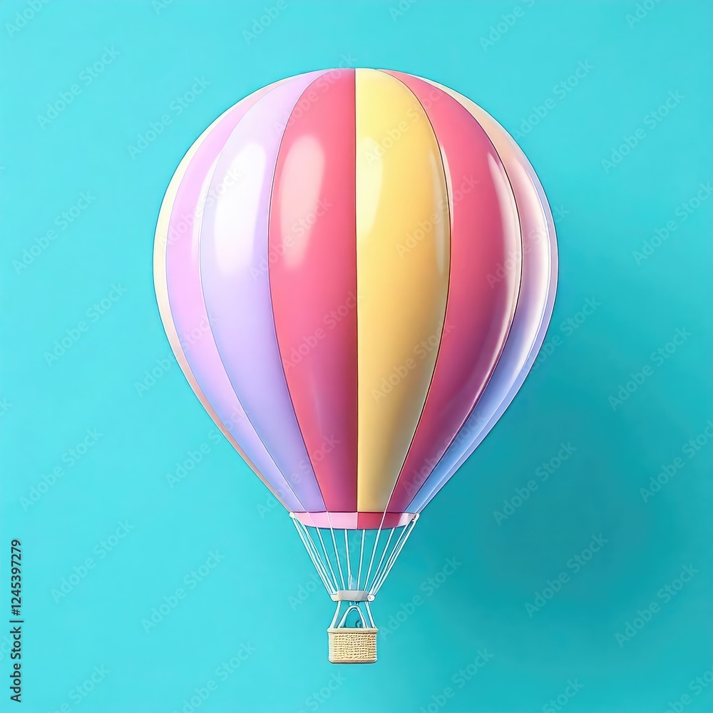 Naklejka premium Pastel Hot Air Balloon: A Dreamy, Colorful Illustration