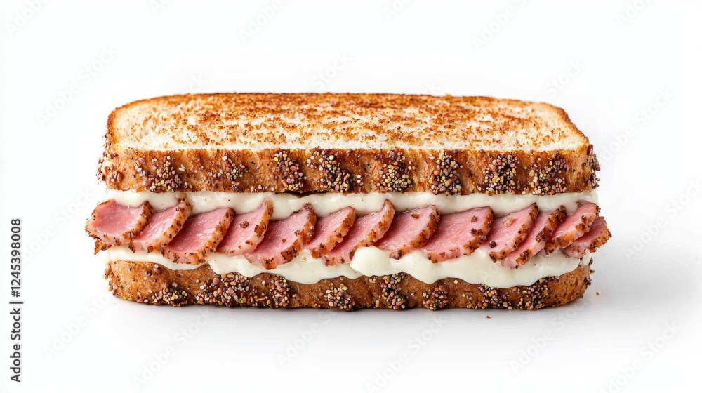 Gourmet grilled sandwich with sliced meat, studio shot Gourmet grilled sandwich with sliced meat, studio shot