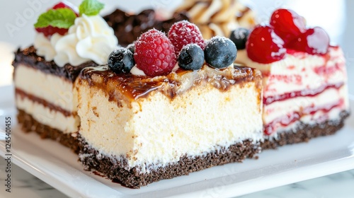 Wallpaper Mural Assorted mini cheesecakes with berries, dessert plate Torontodigital.ca