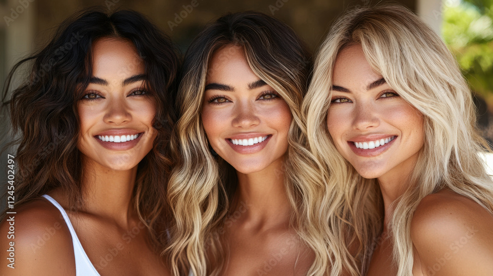 Three beautiful women taking selfies together Three beautiful women taking selfies together