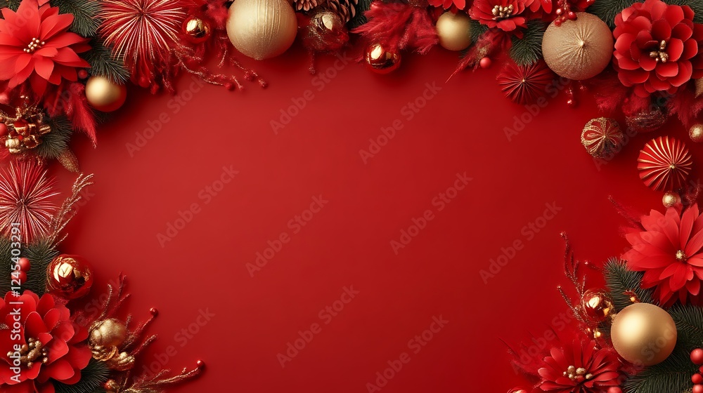 Red and Gold Christmas Festive Border Design Red and Gold Christmas Festive Border Design