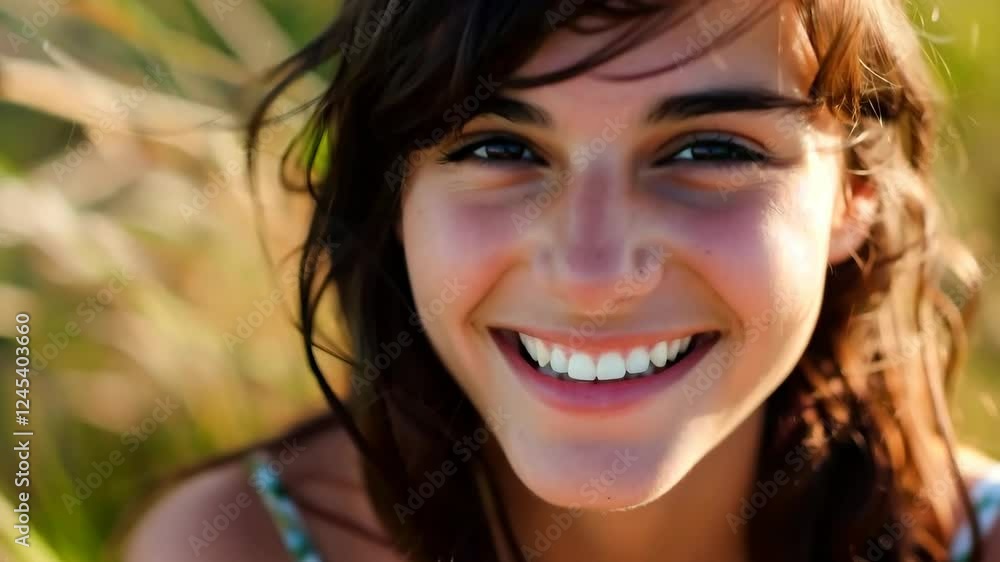 The girl's appearance smiled brightly and without blemishes. The girl's appearance smiled brightly and without blemishes.