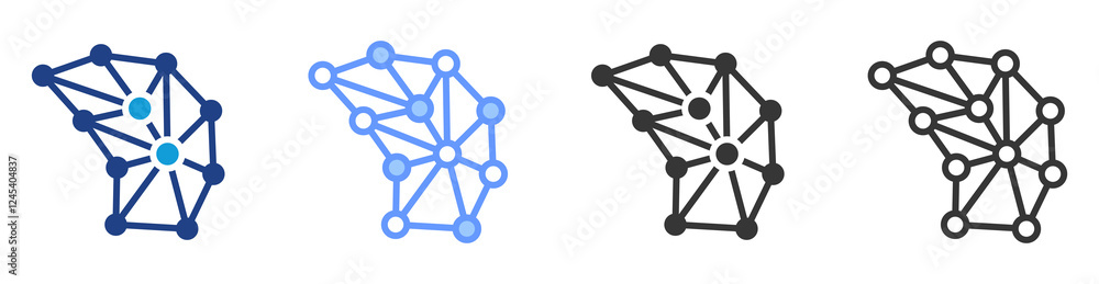 Neural network icon set multiple style collection Neural network icon set multiple style collection