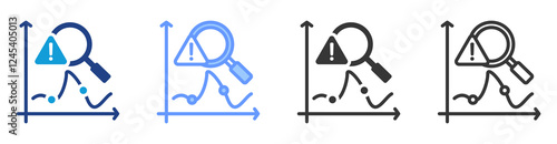 Anomaly detection icon set multiple style collection