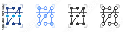 Pattern recognition icon set multiple style collection