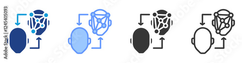 Digital twins icon set multiple style collection